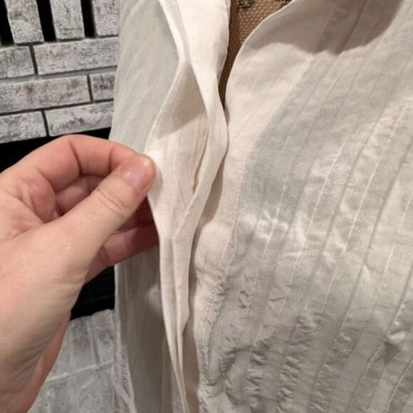 NWT Everlane The City Stripe Shirt Womens Size 6 Button Down Long Sleeve Bone - Picture 7 of 16